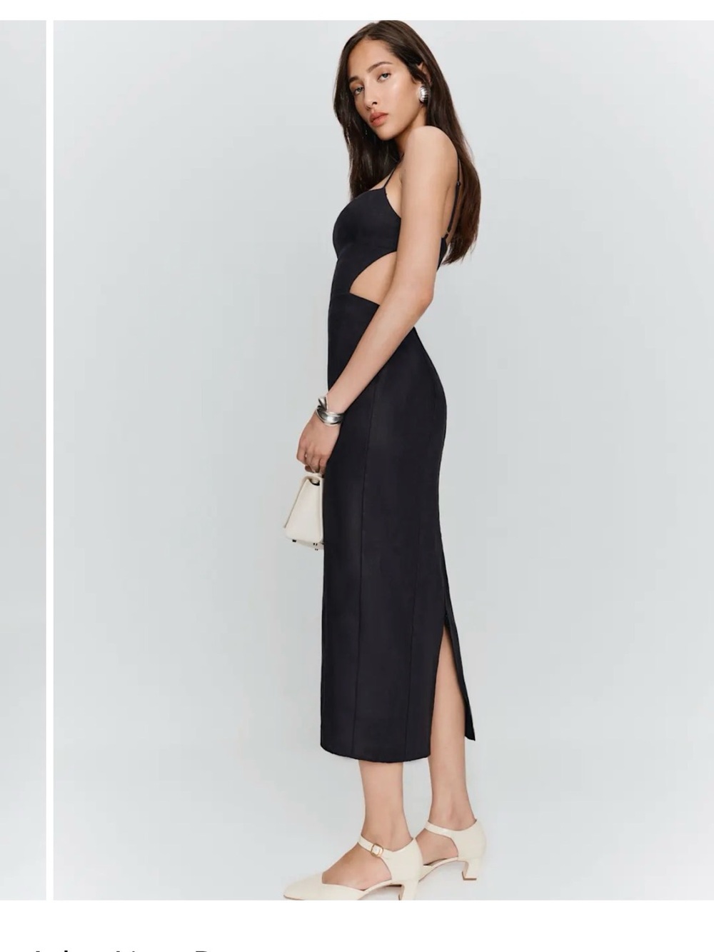 Reformation Black Cutout Midi Dress with Side Slit